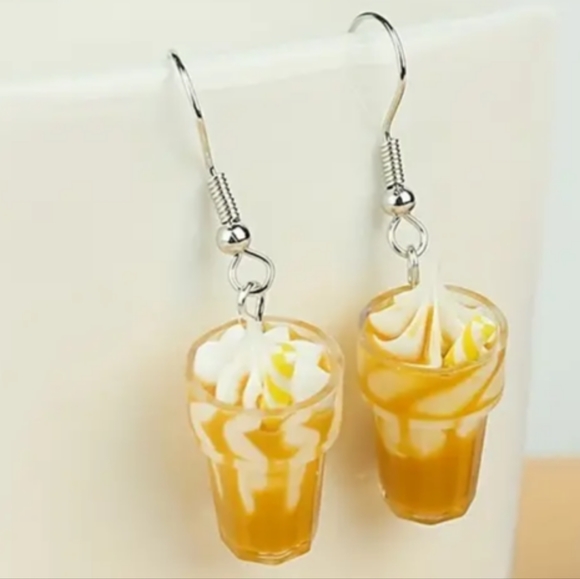 5 pairs of  Cute, Funny ,Milk Tea, Ice Cream, Bear, Candy Bottle Drop Earrings - Picture 5 of 7